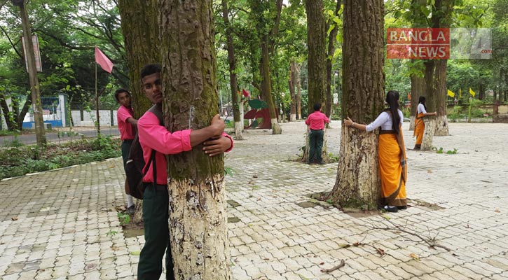 গাছ আলিঙ্গন করে বিশ্ব পরিবেশ দিবস উদযাপন