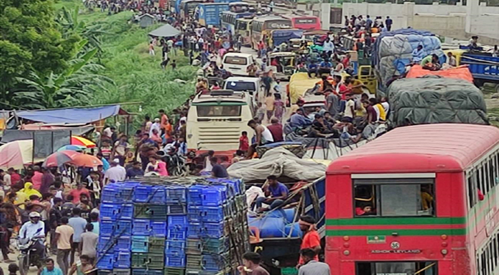 বঙ্গবন্ধু সেতু পশ্চিম মহাসড়কে তীব্র যানজট