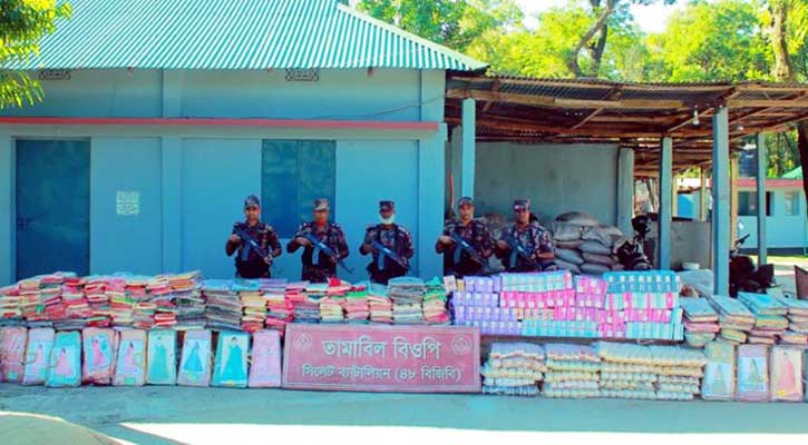 সিলেট সীমান্তে ফের বিপুল পরিমাণ ভারতীয় পণ্য জব্দ